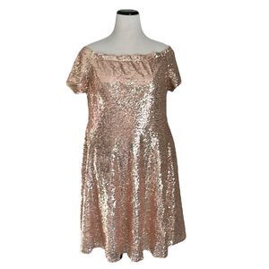 Grace Karin Women’s Rose Gold Sequined Off The Shoulder Party Dress Size XXL